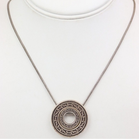 Brighton Central Park Silver Plated Scroll Halo Pendent Necklace - Picture 3 of 9